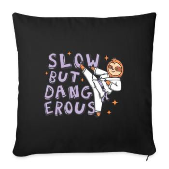 Paresseux de karaté lent mais dangereux - Housse de coussin décorative 45 x 45 cm - noir - Devant