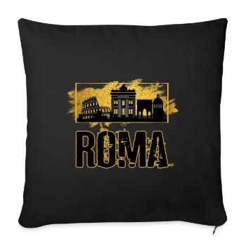 Rome Roma Italy City Skyline Gold Home Love - Sofa pillowcase 17,3'' x 17,3'' (45 x 45 cm) - black - Front