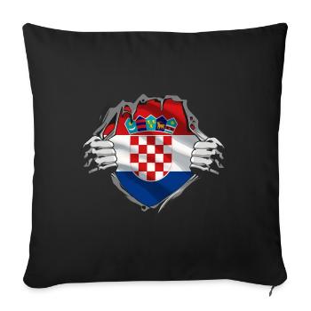 Croatie Drapeau Adriatique Zagreb Drapeau croate - Housse de coussin décorative 45 x 45 cm - noir - Devant