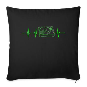 Fréquence de la platine vinyle - Housse de coussin décorative 45 x 45 cm - noir - Devant