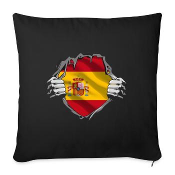Drapeau d’Espagne Vintage Drapeau espagnol d’occasion Look - Housse de coussin décorative 45 x 45 cm - noir - Devant