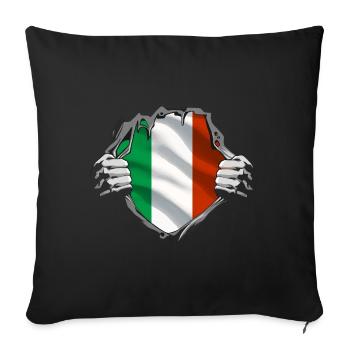 Italie Drapeau Vintage Drapeau Italien Occasion Look - Housse de coussin décorative 45 x 45 cm - noir - Devant