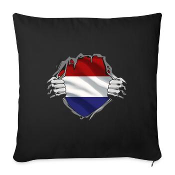 Pays-Bas Drapeau Hollande Drapeau néerlandais - Housse de coussin décorative 45 x 45 cm - noir - Devant