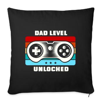 Dad Level unlocked unny Daddy Father Saying - Sofakissenbezug 45 x 45 cm - Schwarz - Vorne