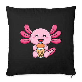 Bubble Tea Axolotl - Sofakissenbezug 45 x 45 cm - Schwarz - Vorne