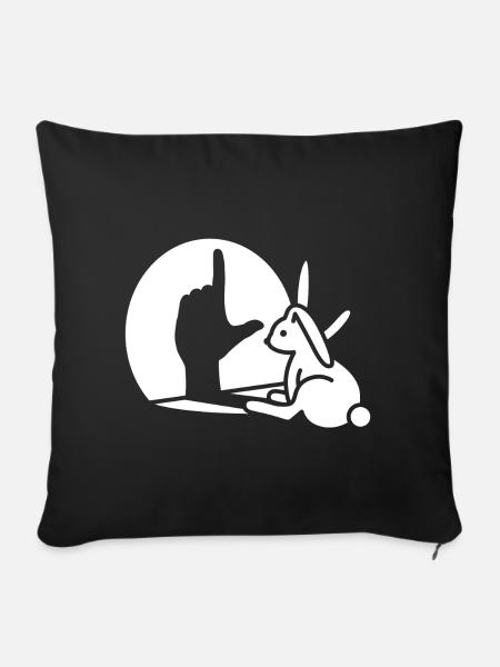 Kaninchen Schatten Hand, LOSER Zeichen Verlierer - Sofakissenbezug 45 x 45 cm - Schwarz