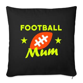 Football mum (stars, football) - Housse de coussin décorative 45 x 45 cm - noir - Devant
