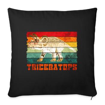 Tricératops Dinosaures - Housse de coussin décorative 45 x 45 cm - noir - Devant