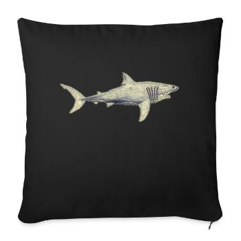 Great white shark sharks sea shark fin ocean silhouette01 - Sofa pillowcase 17,3'' x 17,3'' (45 x 45 cm) - black - Front