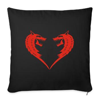 Red Wolf Heart - Sofa pillowcase 17,3'' x 17,3'' (45 x 45 cm) - black - Front