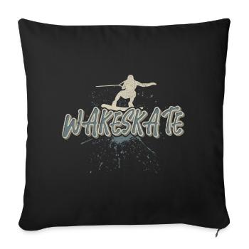 Wakeskate Wakeskating Wakeskater Wakeboard - Housse de coussin décorative 45 x 45 cm - noir - Devant