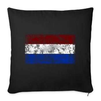 Drapeau des Pays-Bas Vintage - Housse de coussin décorative 45 x 45 cm - noir - Devant