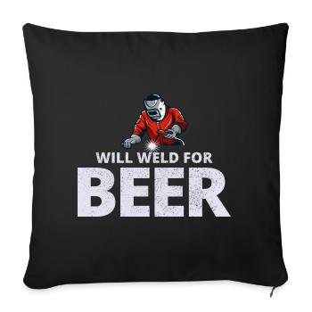 Welding Welder Metal Construction Ironworker Beer - Sofa pillowcase 17,3'' x 17,3'' (45 x 45 cm) - black - Front
