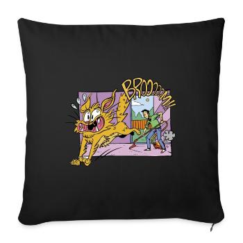 Aspirateur de chat Drôle Humour Bande Dessinée Dessin Animé - Housse de coussin décorative 45 x 45 cm - noir - Devant