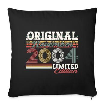 Cadeau original du 18e anniversaire de novembre 2004 - Housse de coussin décorative 45 x 45 cm - noir - Devant