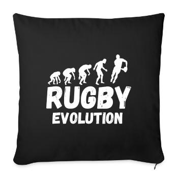 RUGBY, rugby sport, rugby humour - Housse de coussin décorative 45 x 45 cm - noir - Devant