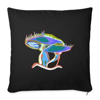 Colorful mushroom dream - Sofa pillowcase 17,3'' x 17,3'' (45 x 45 cm) - black - Front
