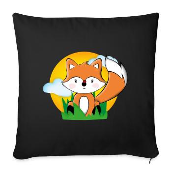 Fox at sunset - Sofa pillowcase 17,3'' x 17,3'' (45 x 45 cm) - black - Front