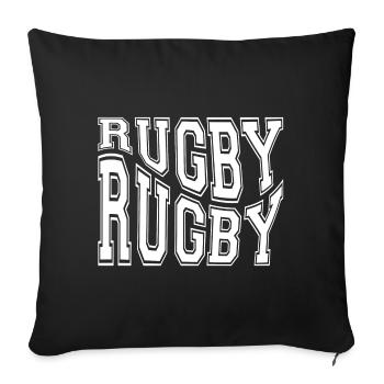 rugby, rugby sport, rugby humour - Housse de coussin décorative 45 x 45 cm - noir - Devant