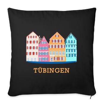 Tübingen, Neckar view, drawing, Germany - Sofa pillowcase 17,3'' x 17,3'' (45 x 45 cm) - black - Front