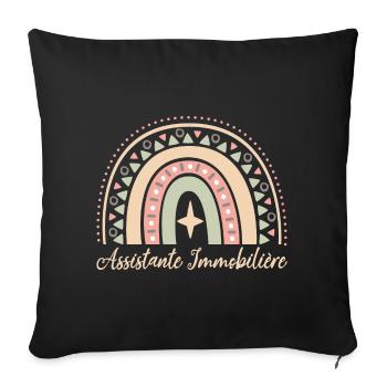 Cadeau Assistante Immoblière. assistante. - Housse de coussin décorative 45 x 45 cm - noir - Devant