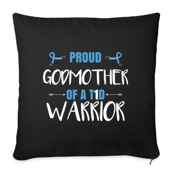 Proud Godmother Of A T1D Warrior - Sofa pillowcase 17,3'' x 17,3'' (45 x 45 cm) - black - Front