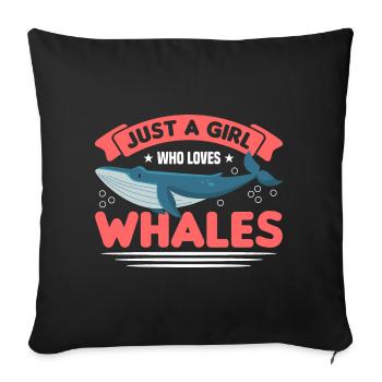 Whale Watching Whale Watching Orca Blue Whale - Sofa pillowcase 17,3'' x 17,3'' (45 x 45 cm) - black - Front