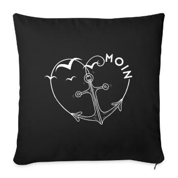 moin Anker Herz Möwen Vögel - Sofakissenbezug 45 x 45 cm - Schwarz - Vorne