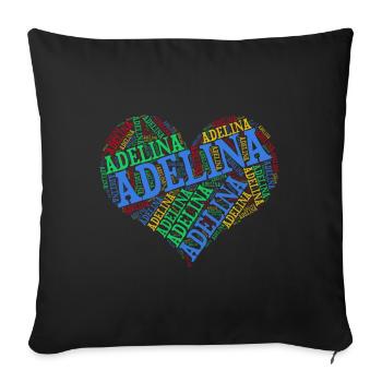 Adelina coeur coeur nuage t-shirt cadeau t-shirt - Housse de coussin décorative 45 x 45 cm - noir - Devant