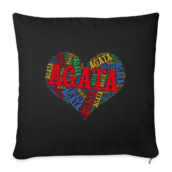 t-shirt Agata word cloud heart t-shirt - Sofa pillowcase 17,3'' x 17,3'' (45 x 45 cm) - black - Front