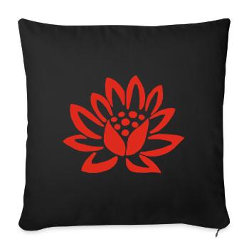Lotus rouge et la nature - Housse de coussin décorative 45 x 45 cm - noir - Devant