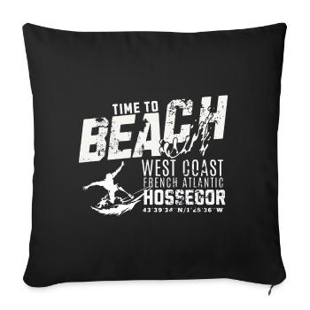 Hossegor Time to beach and surf - Sofa pillowcase 17,3'' x 17,3'' (45 x 45 cm) - black - Front