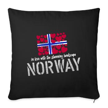 Norway norge - Sofa pillowcase 17,3'' x 17,3'' (45 x 45 cm) - black - Front