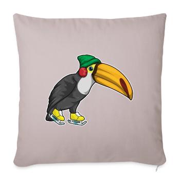 Toucan patins à glace - Housse de coussin décorative 45 x 45 cm - taupe clair - Devant