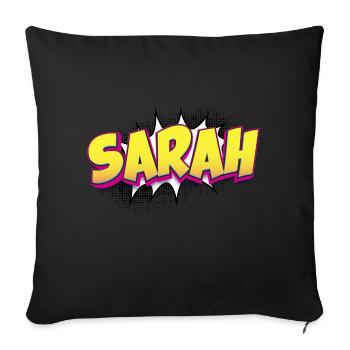 Sarah Custom Name Comic Book Style Pop Art, Sarah - Sofa pillowcase 17,3'' x 17,3'' (45 x 45 cm) - black - Front
