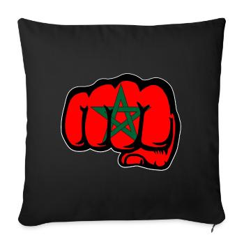 Marokko Flagge Hand Faust - Sofakissenbezug 45 x 45 cm - Schwarz - Vorne