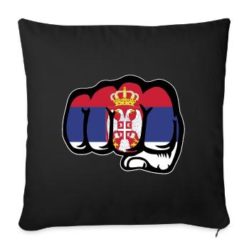 Symbole du poing du drapeau de la Serbie - Housse de coussin décorative 45 x 45 cm - noir - Devant
