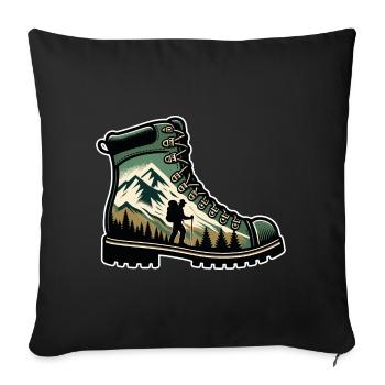 Chaussure randonnée Montagne Trekkeur Randonneur - Housse de coussin décorative 45 x 45 cm - noir - Devant