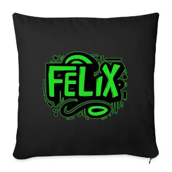 Felix Nom Graffiti vert - Housse de coussin décorative 45 x 45 cm - noir - Devant