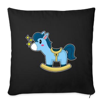 Un joli cheval à bascule - Housse de coussin décorative 45 x 45 cm - noir - Devant