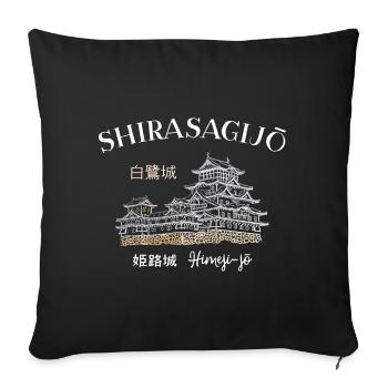 Château de Himeji-jo, Japon, préfecture de Hyogo, dessin - Housse de coussin décorative 45 x 45 cm - noir - Devant