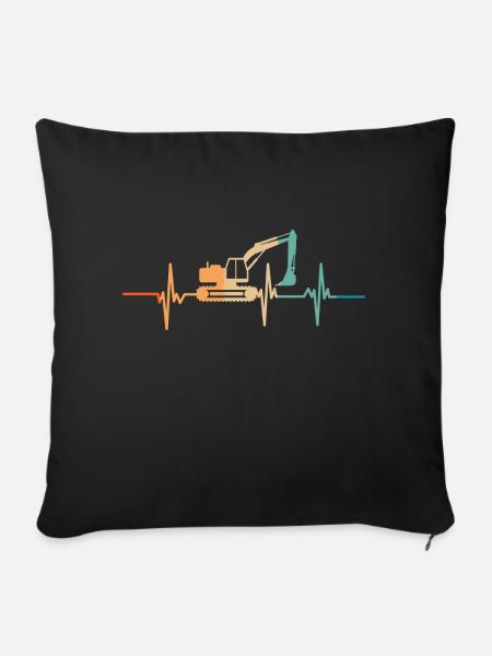 Bagger-Herzschlag - Sofakissenbezug 45 x 45 cm - Schwarz