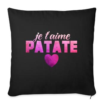 Je T'aime Patate Saint Valentin Humour Couple - Housse de coussin décorative 45 x 45 cm - noir - Devant