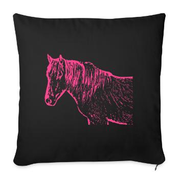 Pferd rosa pink - Sofakissenbezug 45 x 45 cm - Schwarz - Vorne