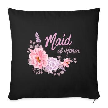 Flower Brautjungfer Maid of Honor - Sofakissenbezug 45 x 45 cm - Schwarz - Vorne