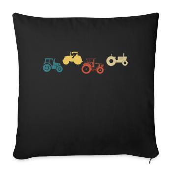 tracteur rétro vintage - Housse de coussin décorative 45 x 45 cm - noir - Devant