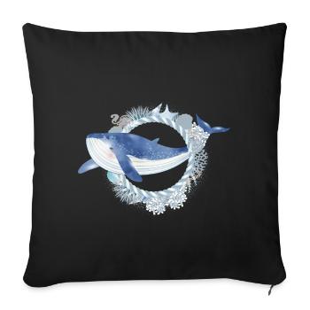 blue whale fish in coral reef in watercolor style - Sofa pillowcase 17,3'' x 17,3'' (45 x 45 cm) - black - Front