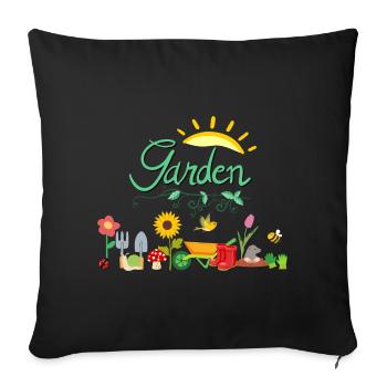 garden, gardener, allotment, flowers, nature, sun - Sofa pillowcase 17,3'' x 17,3'' (45 x 45 cm) - black - Front