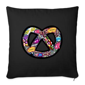 Logo t-shirt Bretzel Pop Art - Housse de coussin décorative 45 x 45 cm - noir - Devant