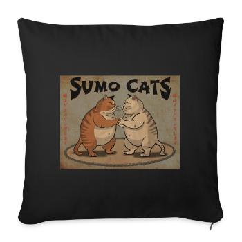 Sumo Cats (Vintage) - Sofa pillowcase 17,3'' x 17,3'' (45 x 45 cm) - black - Front